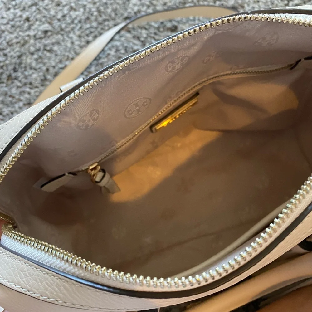 Tory Burch Cream Leather Tassel Satchel